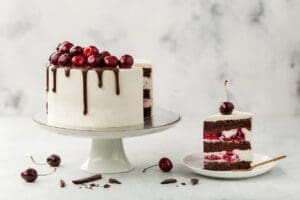 chocolate cake with cherries